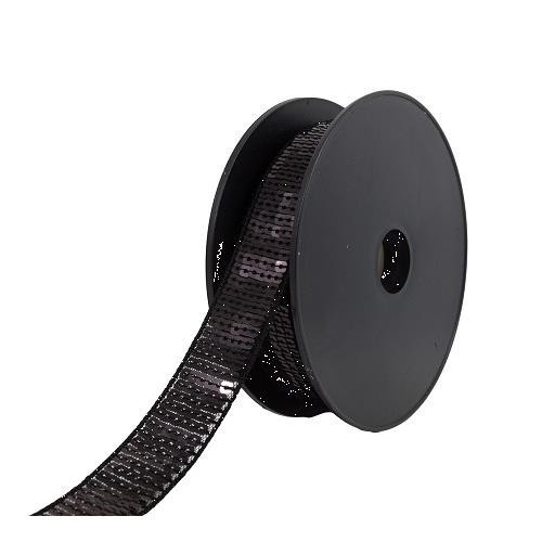 Mercerie - Paillettes carré 24 mm noir
