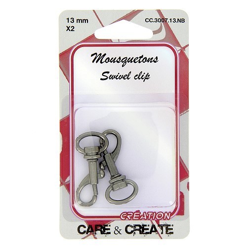 Mercerie - 2 mousquetons métal 13mm noir