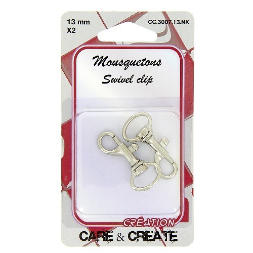 Mercerie - 2 mousquetons métal 13mm argent