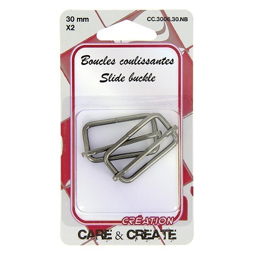 Mercerie - 2 boucles coulissantes 30mm noir