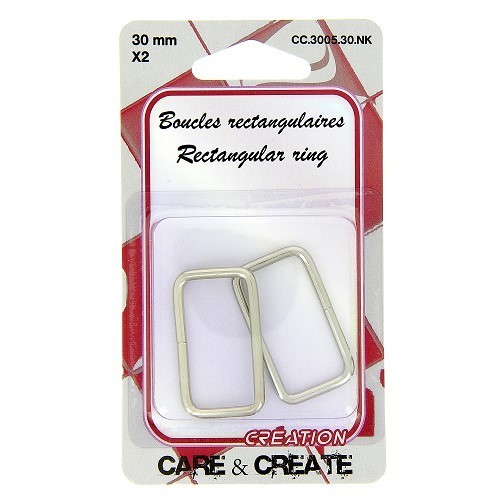 Mercerie - 2 boucles rectangulaires 30mm argent