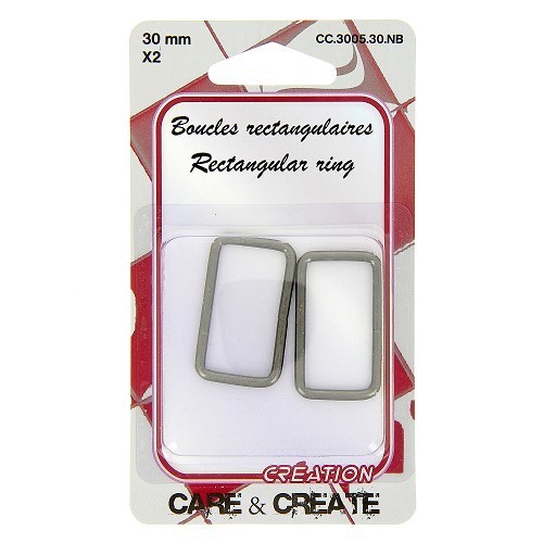 Mercerie - 2 boucles rectangulaires 30mm noir