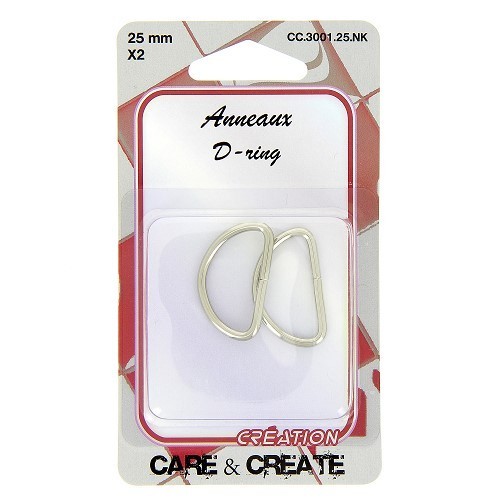 Mercerie - 2 anneaux en D 25mm argent