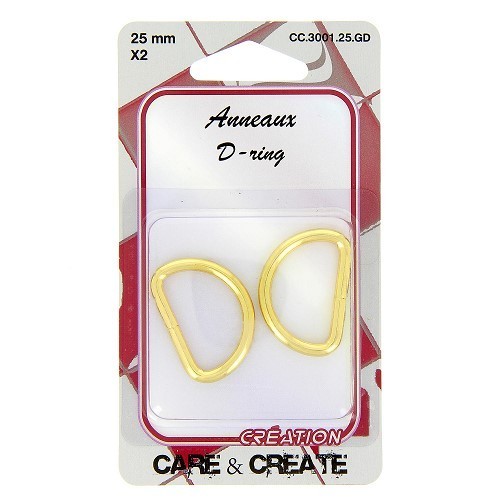 Mercerie - 2 anneaux en D 25mm or