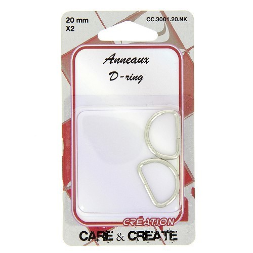 Mercerie - 2 anneaux en D 20mm argent