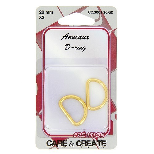 Mercerie - 2 anneaux en D 20mm or