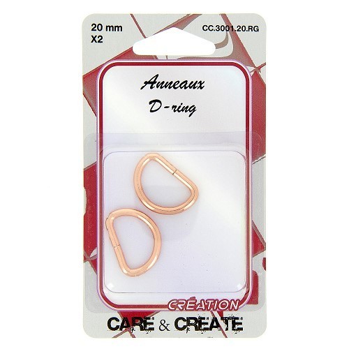 Mercerie - 2 anneaux en D 20mm cuivre rosé