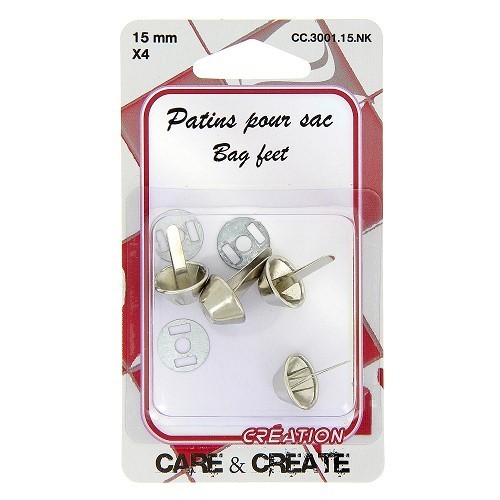 Mercerie - Pieds de sac 15mm argent