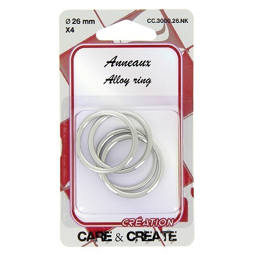 Mercerie - 4 anneaux rond 26mm argent