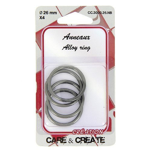 Mercerie - 4 anneaux rond 26mm noir
