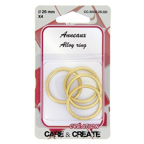 Mercerie - 4 anneaux rond 26mm or