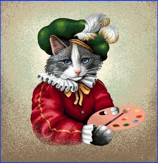 Carré - Chat peintre