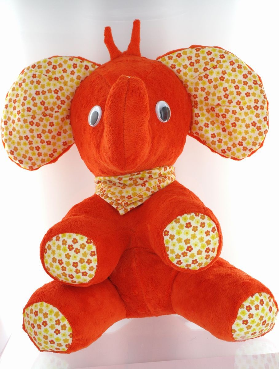 elephant doudou orange
