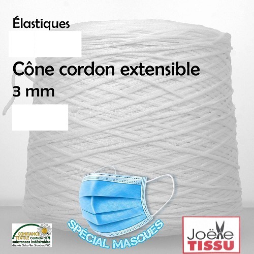 Mercerie - Élastique rond blanc spécial masque