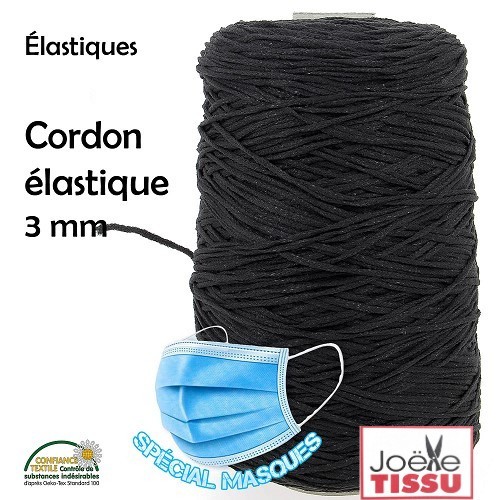 Mercerie - Élastique rond noir spécial masque