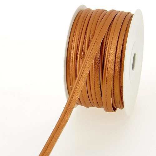 Mercerie - Passepoil simili cuir orange métallique 10mm