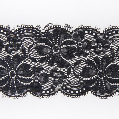 Mercerie - Dentelle nylon extensible 65mm noire