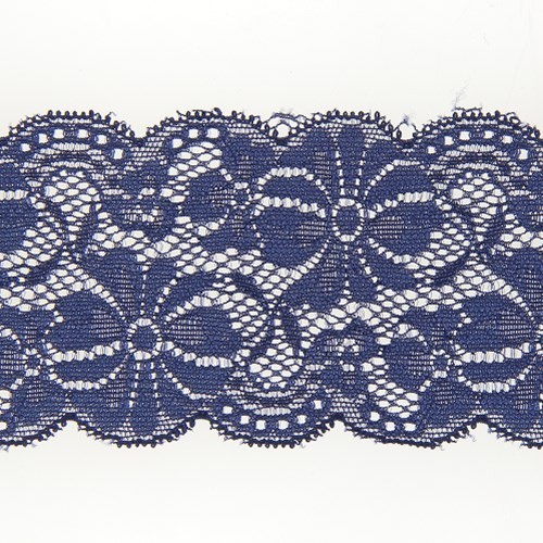 Mercerie - Dentelle nylon extensible 65mm bleue marine