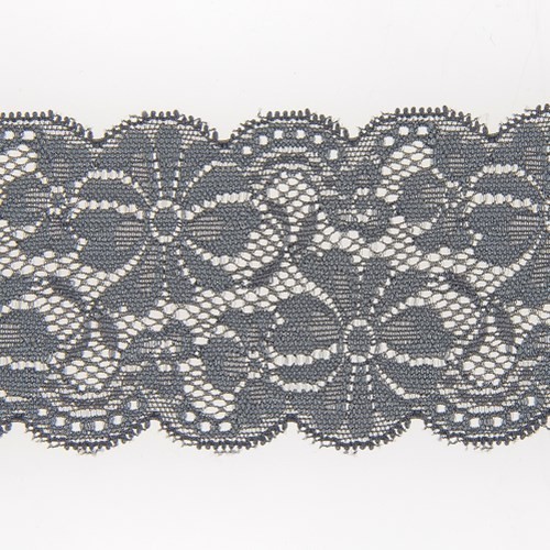Mercerie - Dentelle nylon extensible 65mm grise