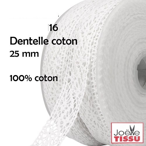 Mercerie - Dentelle coton blanche 25mm