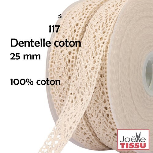 Mercerie - Dentelle coton écrue 25mm