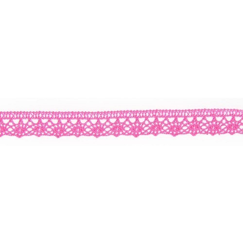 Mercerie - Dentelle coton rose bonbon 12mm