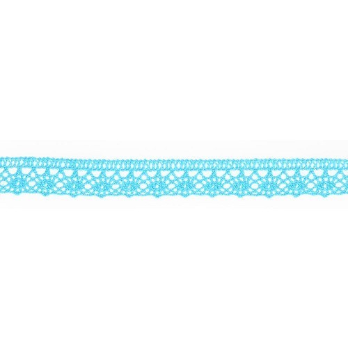 Mercerie - Dentelle coton turquoise 12mm