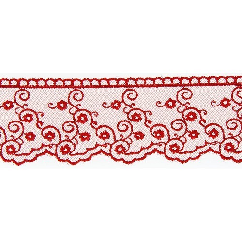 Mercerie - Dentelle tulle 40mm rouge