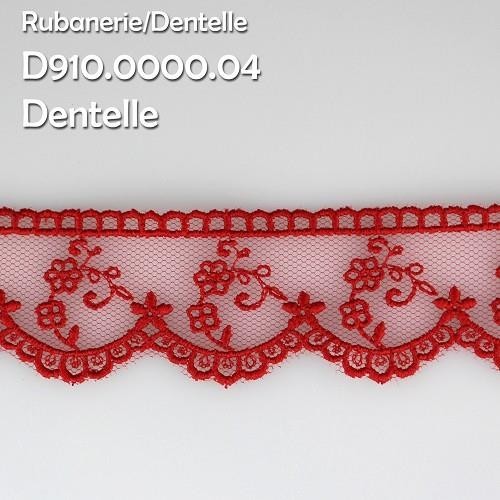 Mercerie - Dentelle tulle 30mm rouge