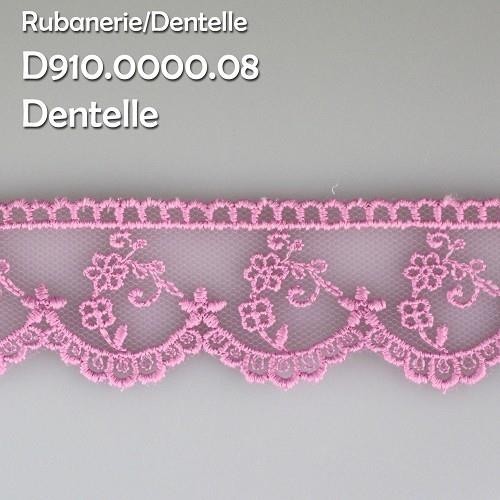 Mercerie - Dentelle tulle 30mm rose