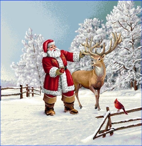 Carré - Pere noel et le renne