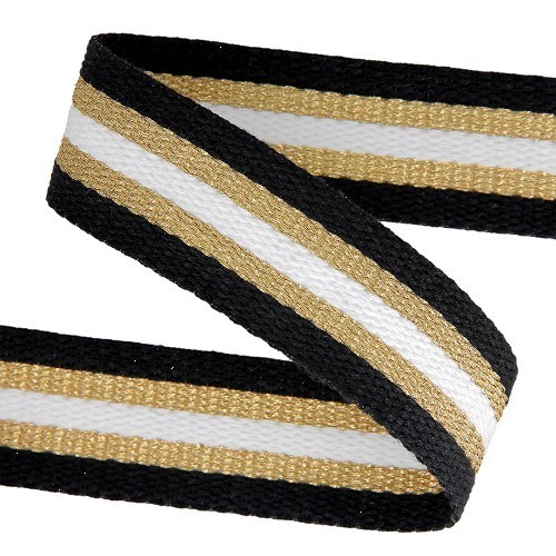 Sangle 30mm - Tricolore noir / or / blanc