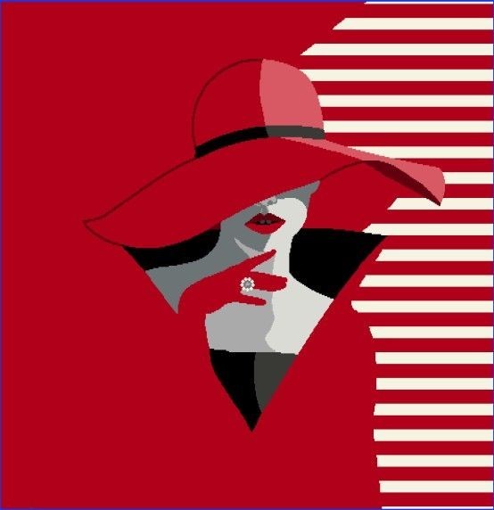 Carré - Femme en rouge