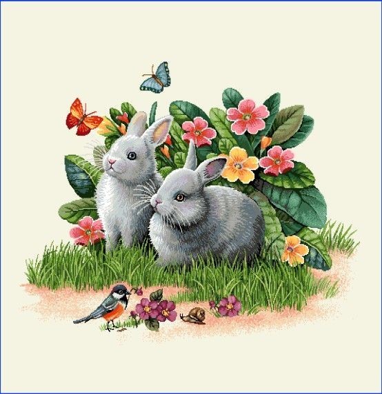 Carré - Lapins & papillons