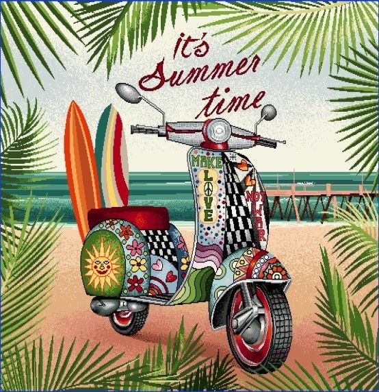 Carré - Scooter à la plage