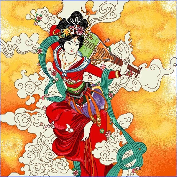 Carré -Geisha rouge