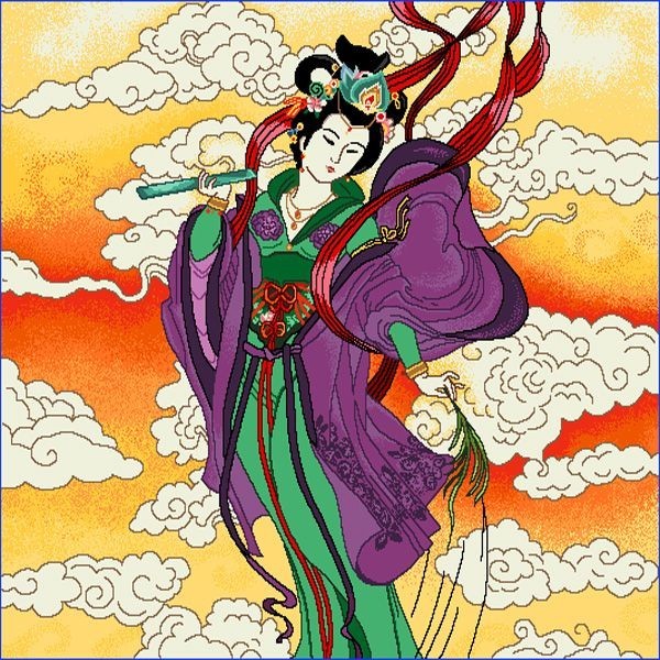 Carré -Geisha violette