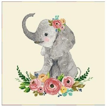 Carré -Bébé éléphant