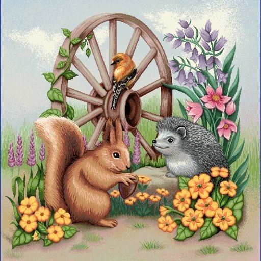 Carré -Ecureil et herisson