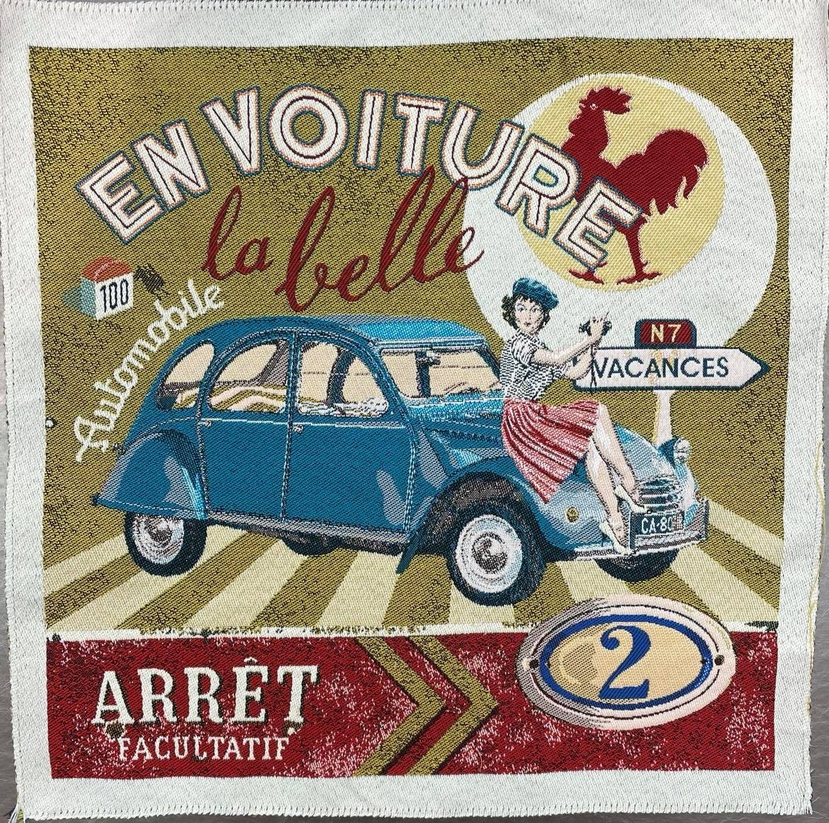 Carré 2 CV retro BLEU