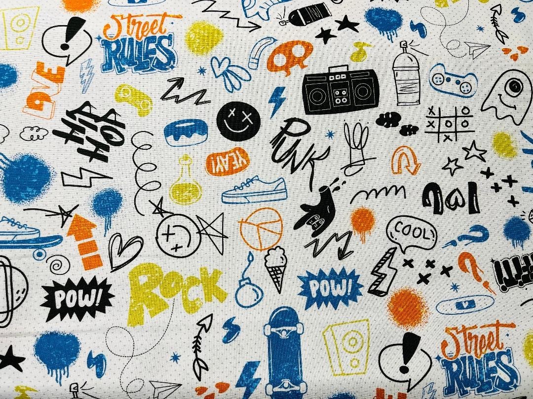 Graffiti fond blanc motif bleu