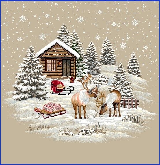 Carré -Chalet et les rennes