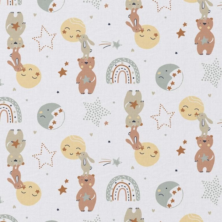 Coton 150 -ours,lapin et lune