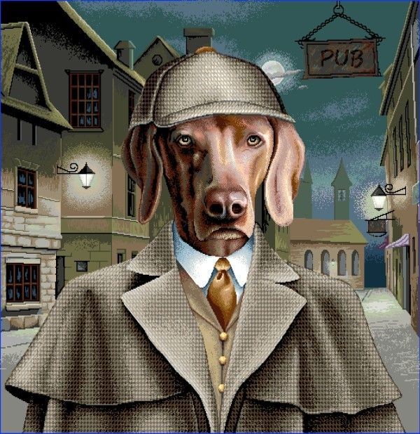 Carré -Chien detective