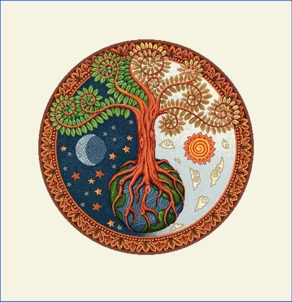 Carré -Arbre jour et nuit