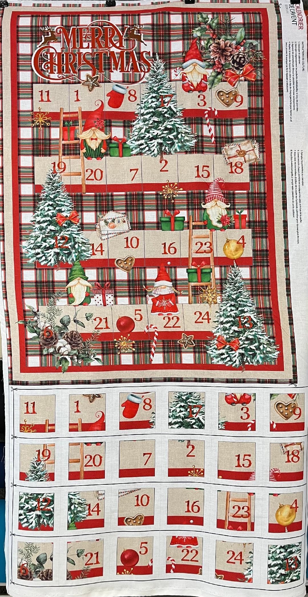 Panneau - Calendrier de l'avent Gnomes fond ecossais