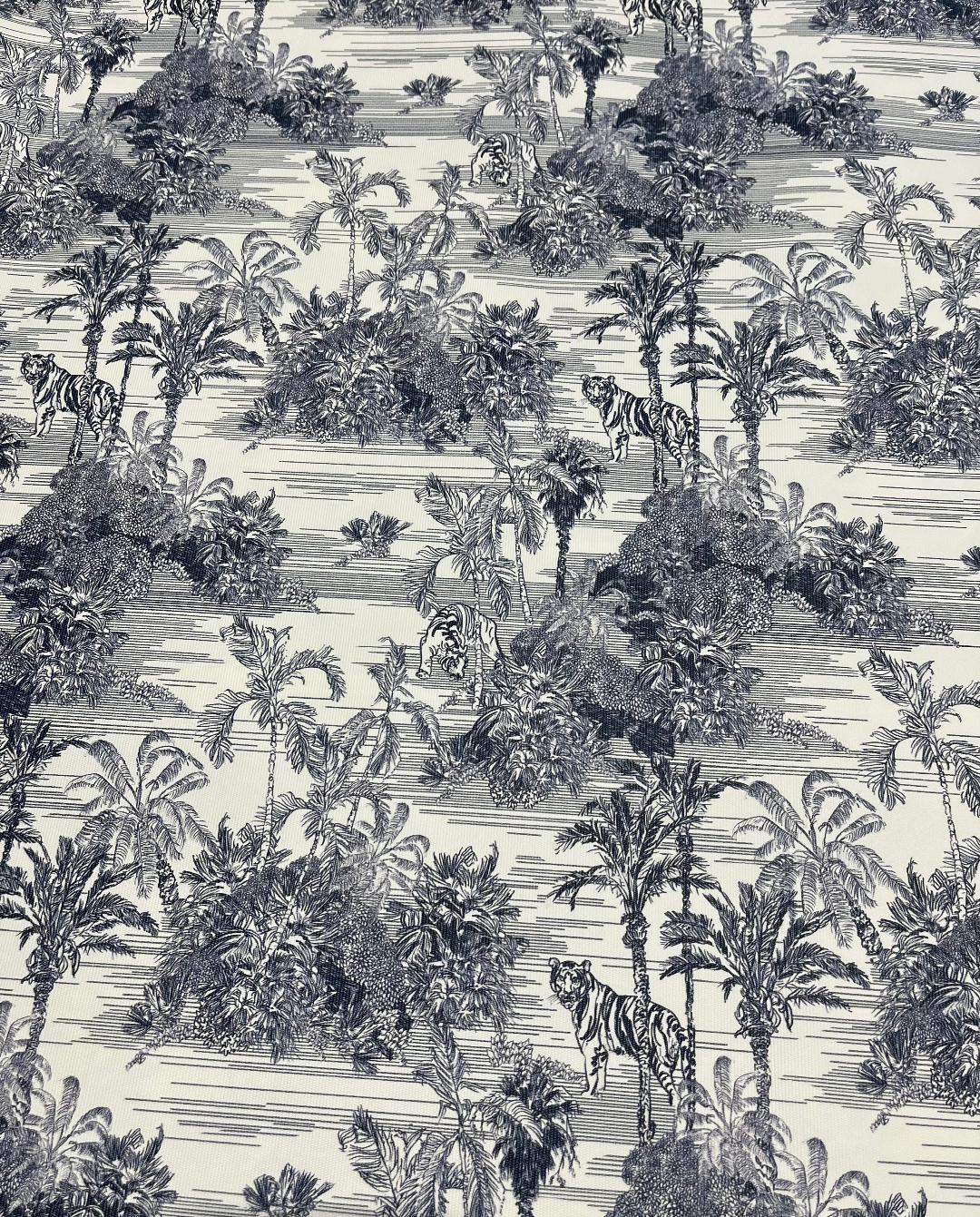 Simili cuir - Jungle motif bleu