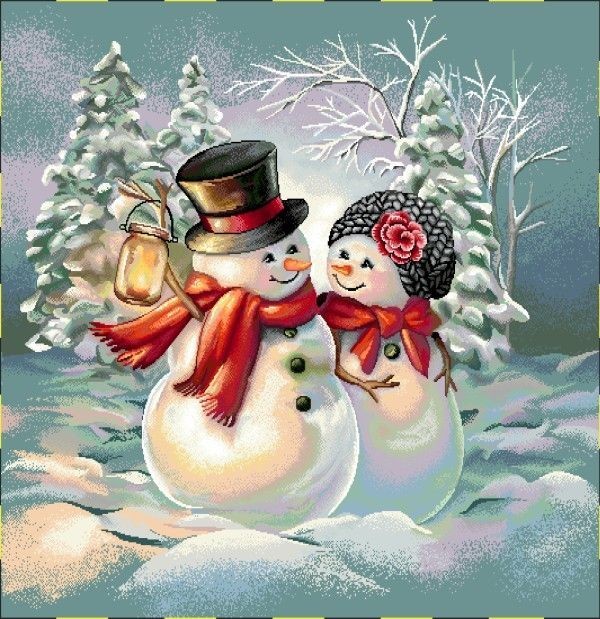 Carré - bonhomme de neige x2