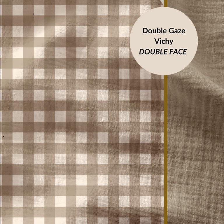 Double gaze vichy beige double face