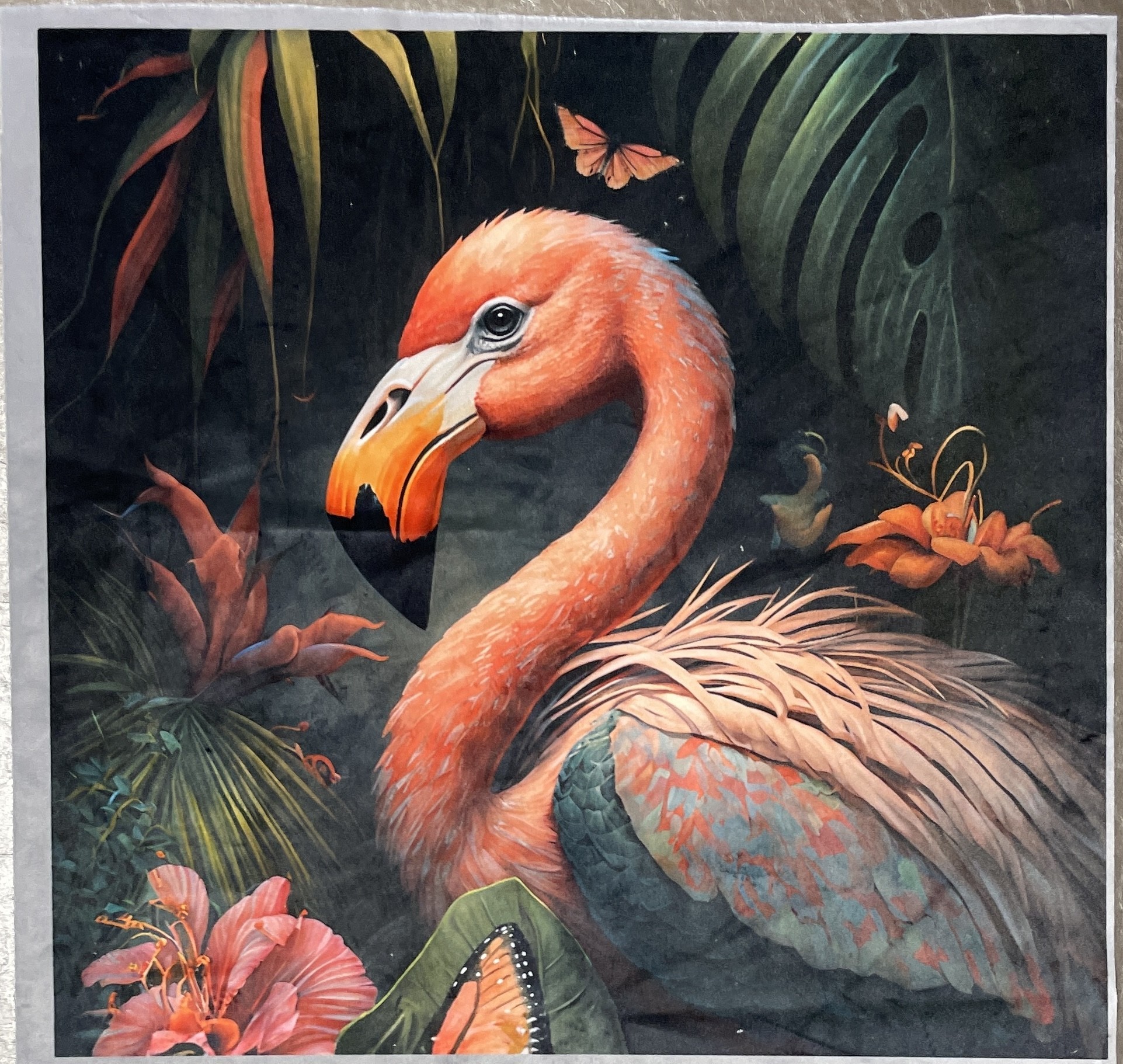 Carré  velours- Flament rose